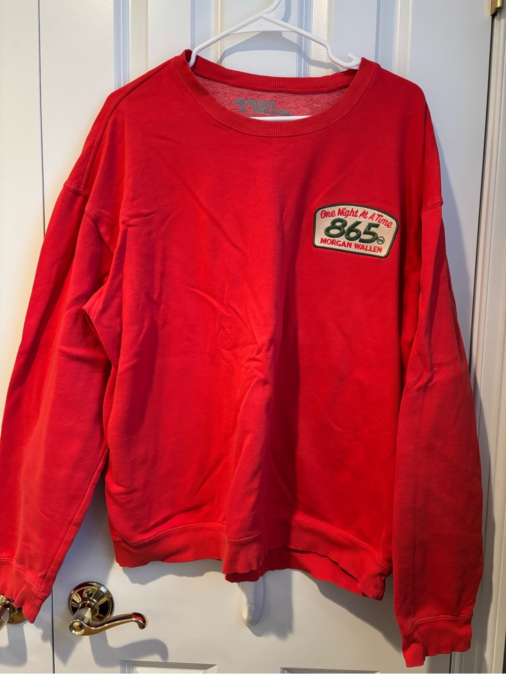 Red Crewneck Sweatshirt - 'One Night At A Time' Morgan Wallen